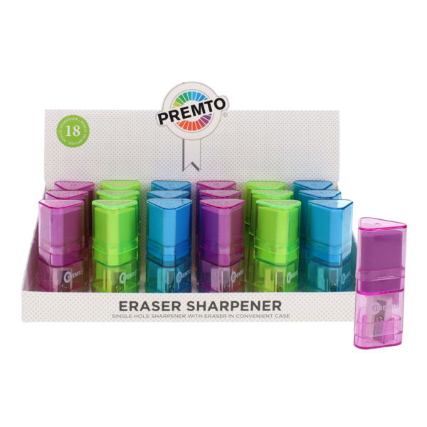 Premto Single Hole Sharpener & Eraser - Asst